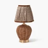 Rattan Ursula Rechargeable Lamp with Chocolate Lotus Shade (18cm)