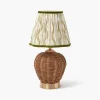 Rattan Ursula Rechargeable Lamp with Putty & Green Ikat Shade (18cm)
