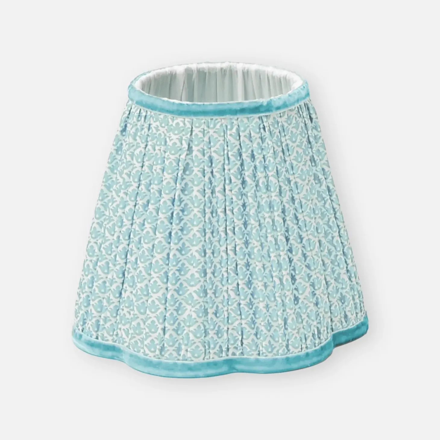 Rattan Ursula Rechargeable Lamp with Soft Blue Lotus Shade (18cm)