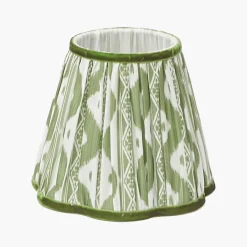 Rattan Ursula Rechargeable Lamp with Olive Ikat Shade (18cm)