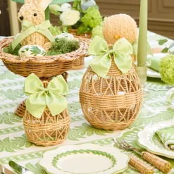 Rattan Woven Egg Family with Loops