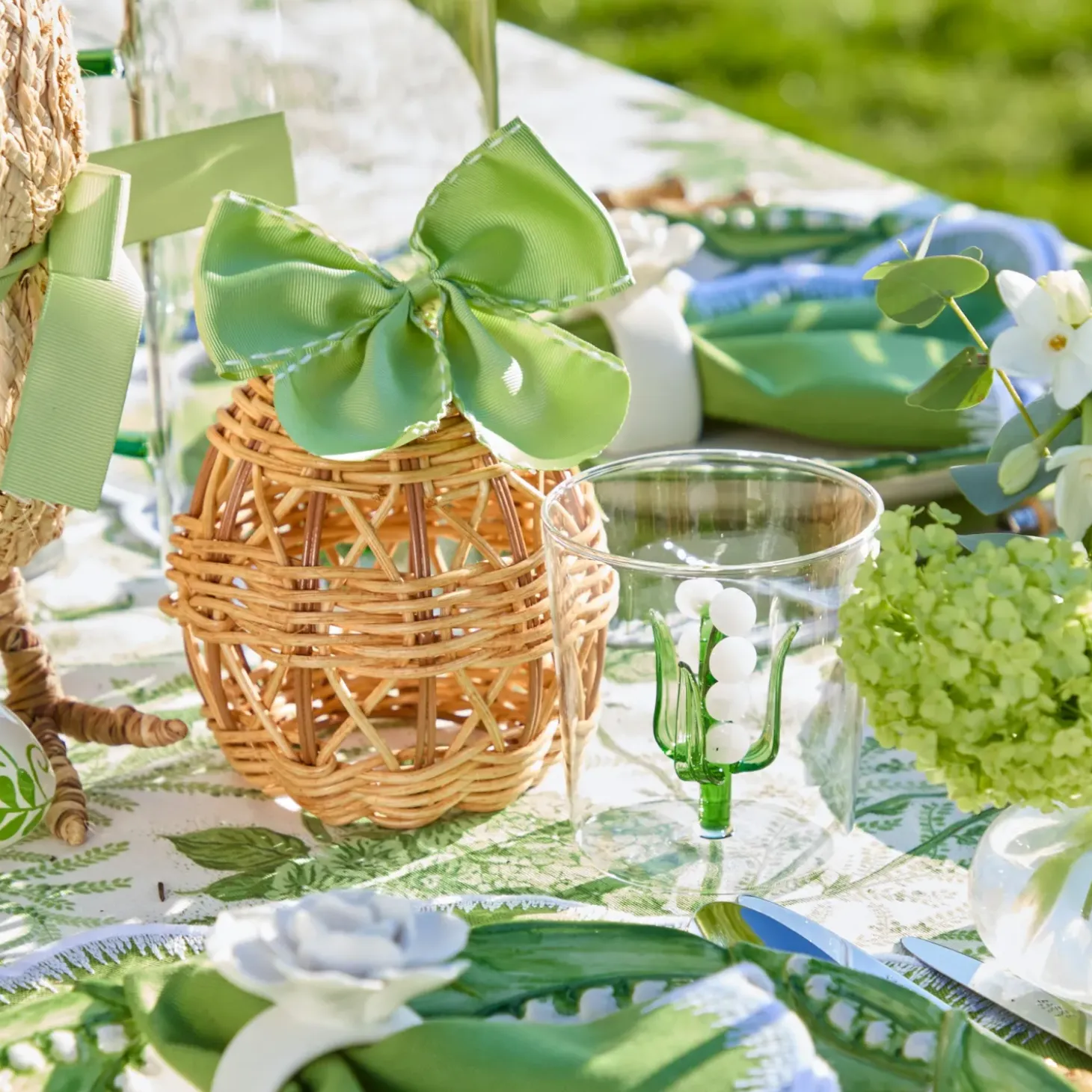 Rattan Woven Egg Family with Loops