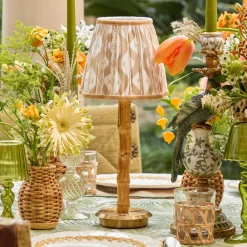 Rechargeable Bamboo Lamp with Putty Ikat Shade (18cm)