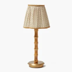 Rechargeable Bamboo Lamp with Putty Lotus Shade (18cm)
