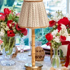 Rechargeable Bamboo Lamp with Putty Lotus Shade (18cm)