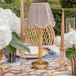 Rechargeable Bamboo Lamp & Chocolate Lotus Deep Scalloped Shade (18cm)