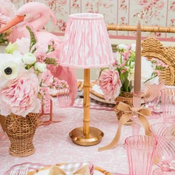 Rechargeable Bamboo Lamp & Pink Ikat Shade (18cm)