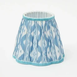 Rechargeable Lamp with Blue Ikat Shade (18cm)