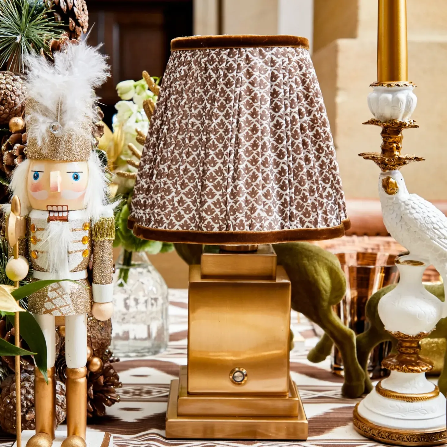 Rechargeable Lamp with Chocolate Lotus Shade (18cm)