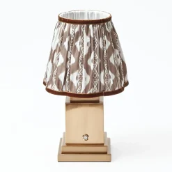 Rechargeable Lamp with Chocolate Ikat Shade (18cm)