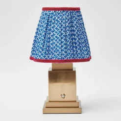 Rechargeable Lamp with Cobalt & Red Lotus Shade (18cm)