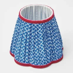 Rechargeable Lamp with Cobalt & Red Lotus Shade (18cm)