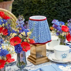 Rechargeable Lamp with Cobalt & Red Lotus Shade (18cm)