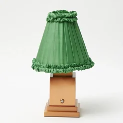 Rechargeable Lamp with Green Frilled Shade (18cm)