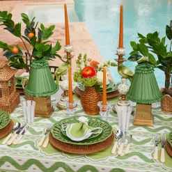 Rechargeable Lamp with Green Frilled Shade (18cm)