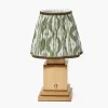 Rechargeable Lamp with Olive Ikat Shade (18cm)