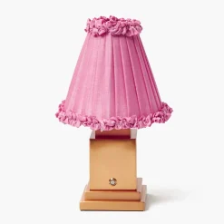 Rechargeable Lamp with Pink Frilled Shade (18cm)