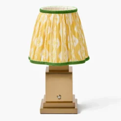 Rechargeable Lamp with Yellow & Green Ikat Shade (18cm)