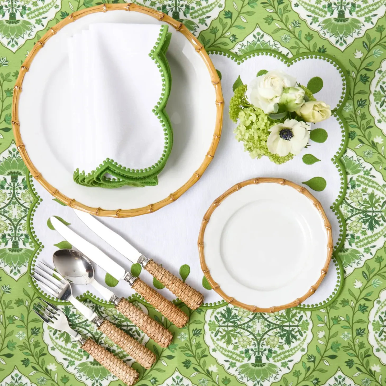 Rectangular Bettina White Placemats & Napkins (Set of 4)