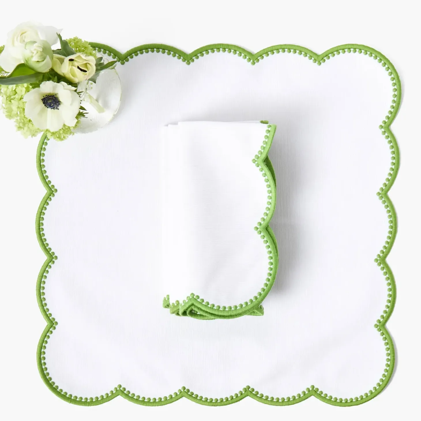 Rectangular Bettina White Placemats & Napkins (Set of 4)