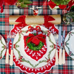 Red Bow Laurel Napkins (Set of 4)