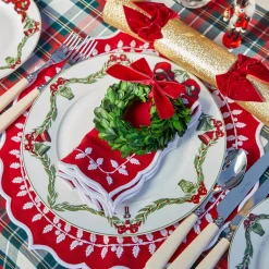 Red Bow Laurel Napkins (Set of 4)