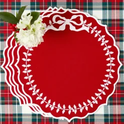 Red Bow Laurel Placemats (Set of 4)