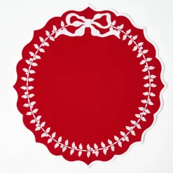 Red Bow Laurel Placemats (Set of 4)