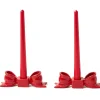 Red Ceramic Bow Candleholder (Pair)