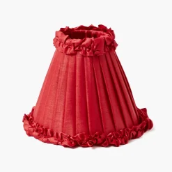 Red Frilled Silk Lampshade (18cm)