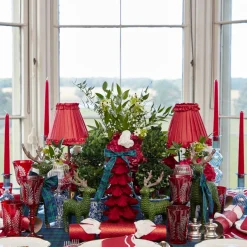 Red Frilled Silk Lampshade (18cm)