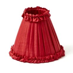 Red Frilled Silk Lampshade (18cm)