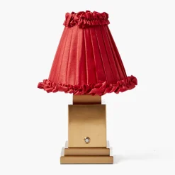 Red Frilled Silk Lampshade (18cm)