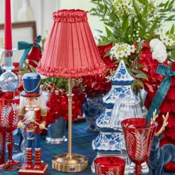 Red Frilled Silk Lampshade (18cm)