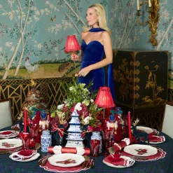 Red Frilled Silk Lampshade (18cm)