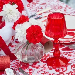 Red Glass Lantern Tea Light Holder Set