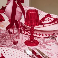 Red Glass Lantern Tea Light Holder (Pair) - 18 cm