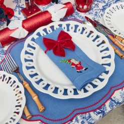 Red Glitter Crackers With White Velvet Bows (Set of 6)