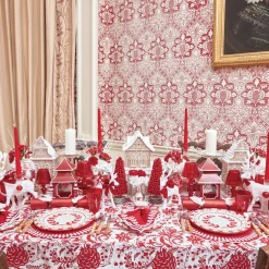 Red Glitter Crackers With White Velvet Bows (Set of 6)