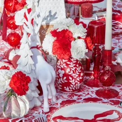 Red Hand Painted Tole Bud Vases (Set of 3)