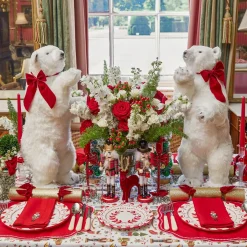 Red Linen Embroidered Nutcracker Napkins (Set of 4)