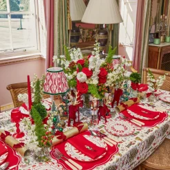 Red Linen Embroidered Nutcracker Napkins (Set of 4)