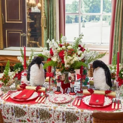 Red Linen Embroidered Nutcracker Napkins (Set of 4)