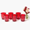 Red Scalloped Water Glasses (Set of 6)