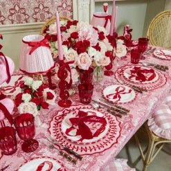 Red Scalloped Water Glasses (Set of 6)
