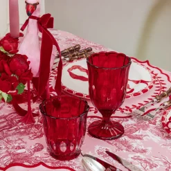 Red Scalloped Wine Glasses (Set of 6)