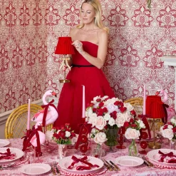 Red Velvet Bow Lampshade (18cm)