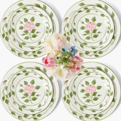 Rose Bud Dinner & Starter Plates (Set of 8)