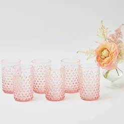 Rose Pink Hobnail Glasses (Set of 6)