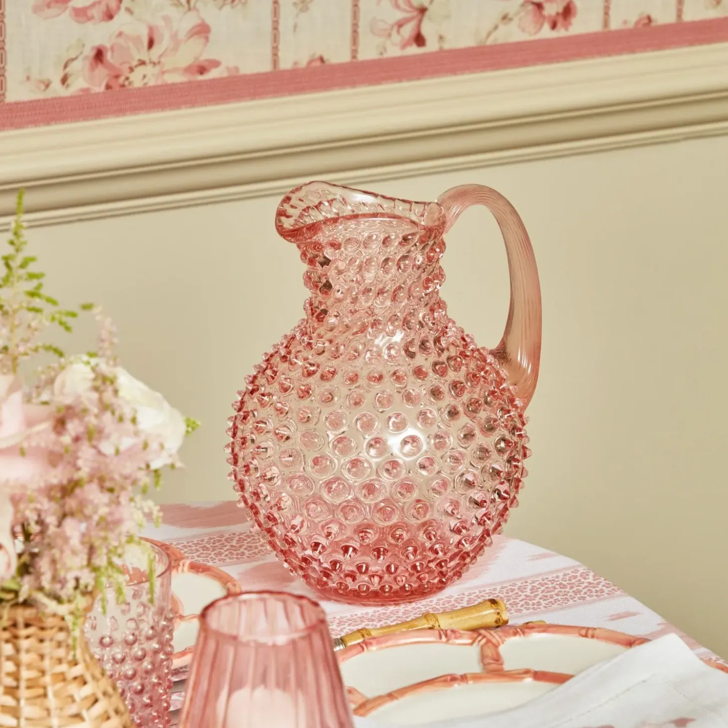 Rose Pink Hobnail Jug
